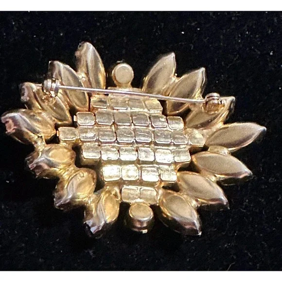 Vintage Rhinestone Brooch Peacock Blue & Peridot Green - Picture 2 of 4